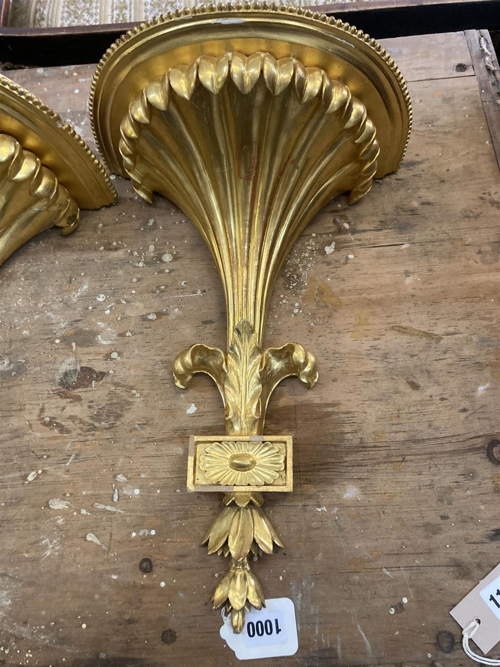 A pair of George III style giltwood wall brackets, height 40cm